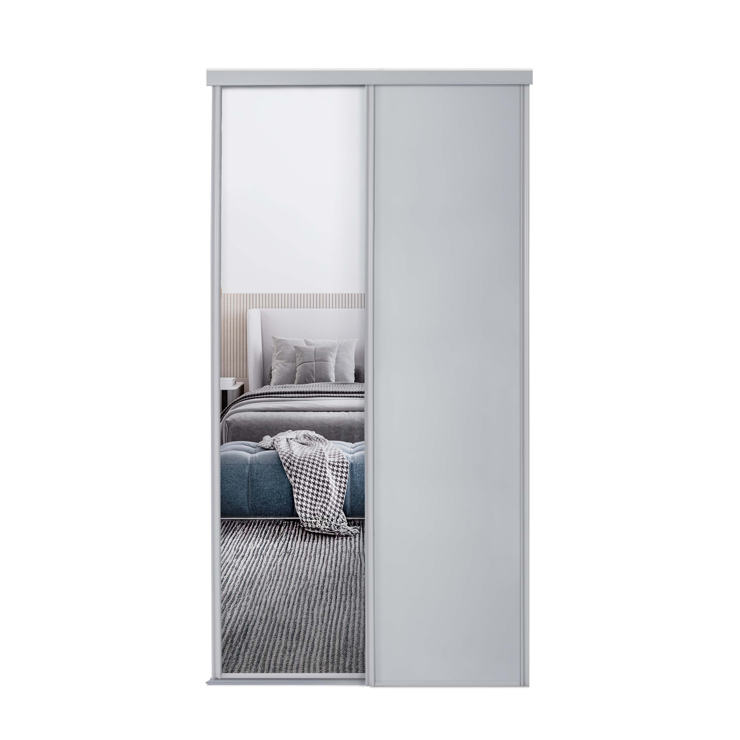 Spacepro Classic 2 Door sliding wardrobe Kit Dove Grey frame 1 x Panel 1 x Mirror (w)1185mm
