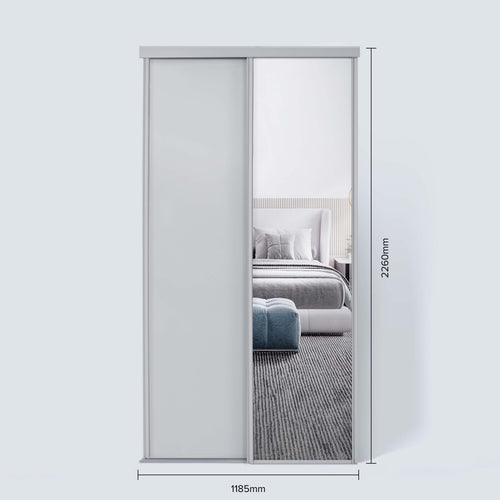 Spacepro Classic 2 Door sliding wardrobe Kit Dove Grey frame 1 x Panel 1 x Mirror (w)1185mm