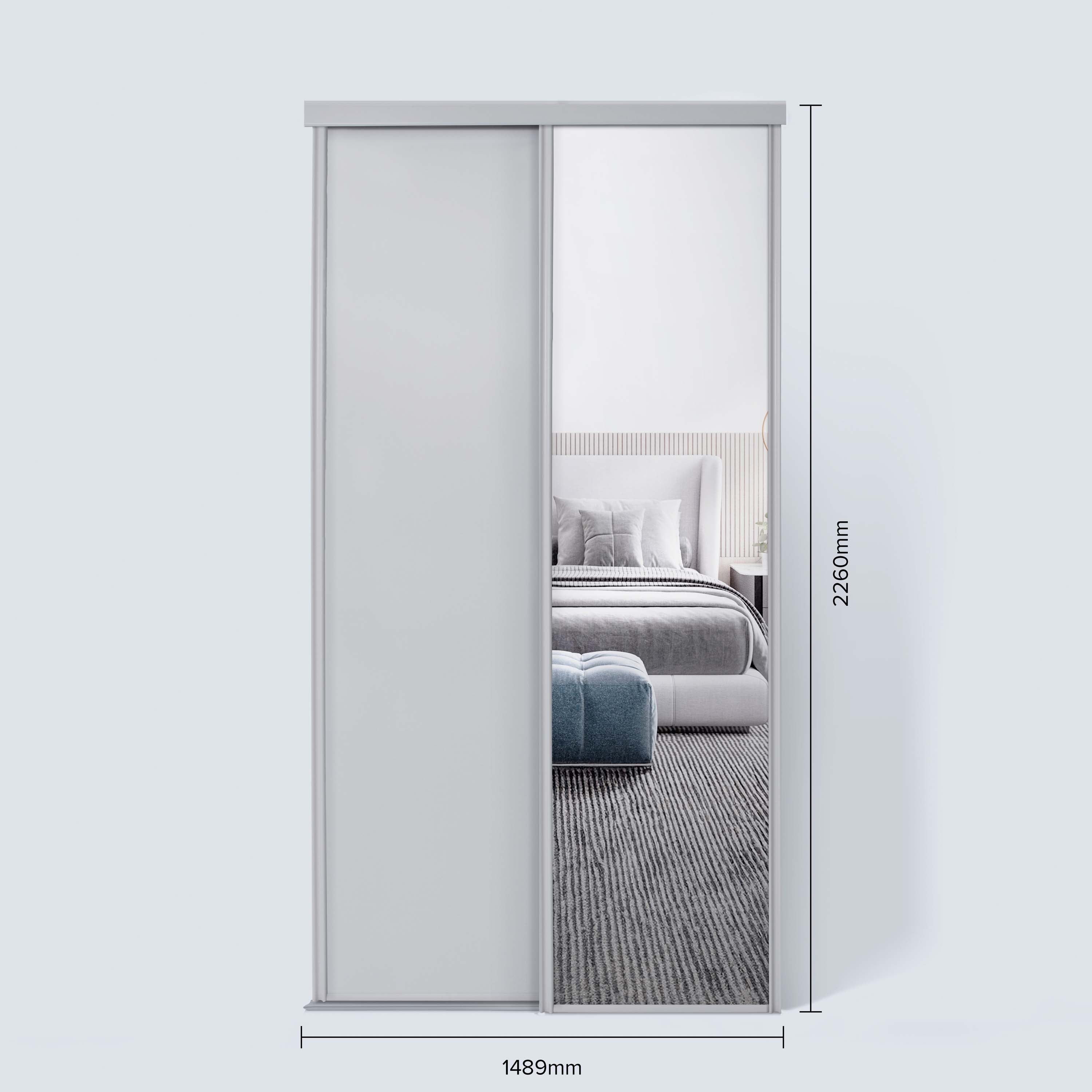 Spacepro Classic 2 Door sliding wardrobe Kit Dove Grey frame 1 x Panel 1 x Mirror (w)1489mm