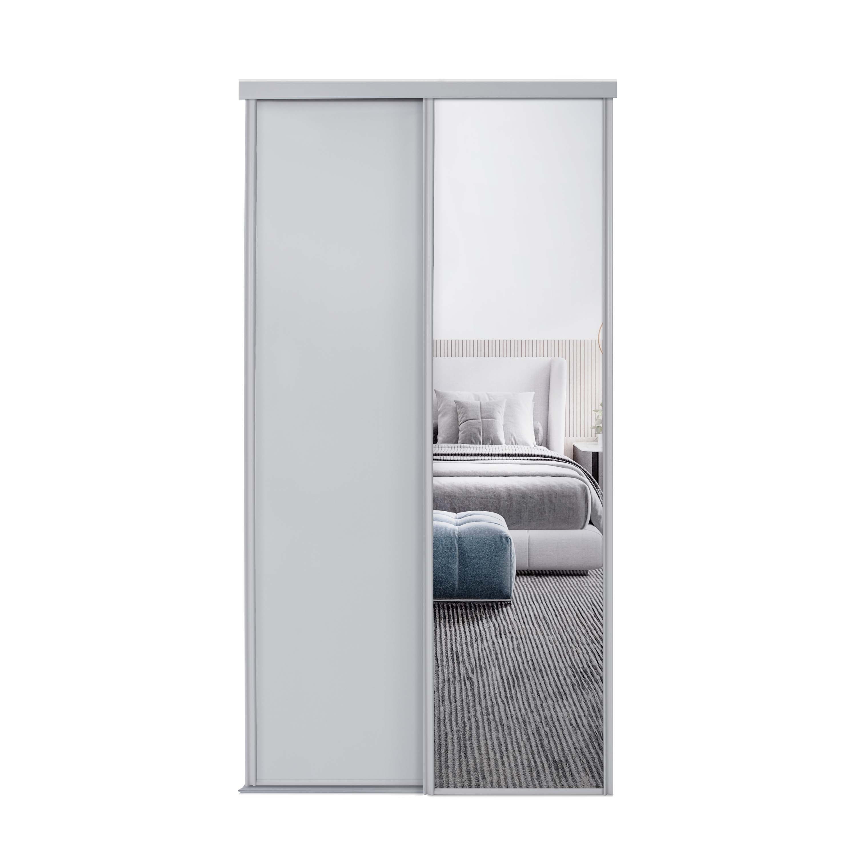 Spacepro Classic 2 Door sliding wardrobe Kit Dove Grey frame 1 x Panel 1 x Mirror (w)1793mm