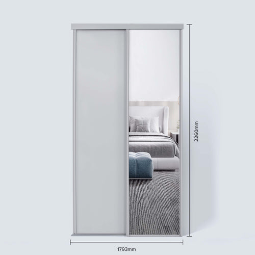 Spacepro Classic 2 Door sliding wardrobe Kit Dove Grey frame 1 x Panel 1 x Mirror (w)1793mm