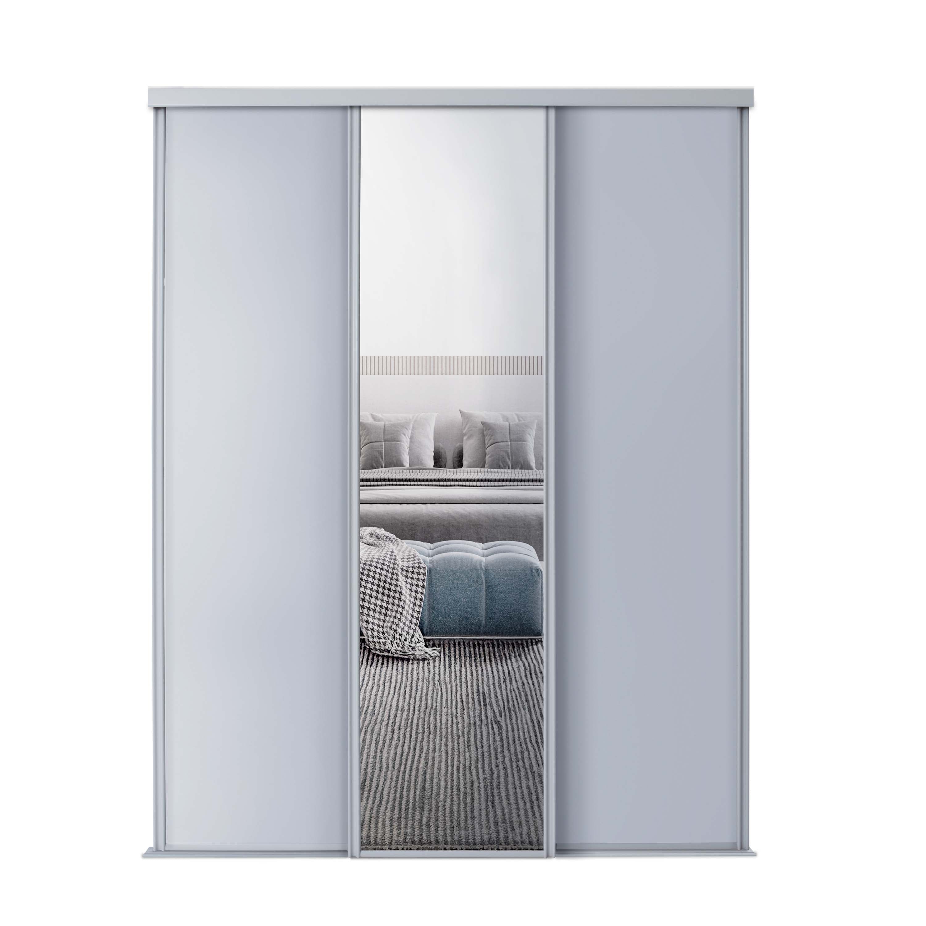 Spacepro Classic 3 Door sliding wardrobe Kit Dove Grey frame 2 x Panel 1 x Mirror (w)1760mm