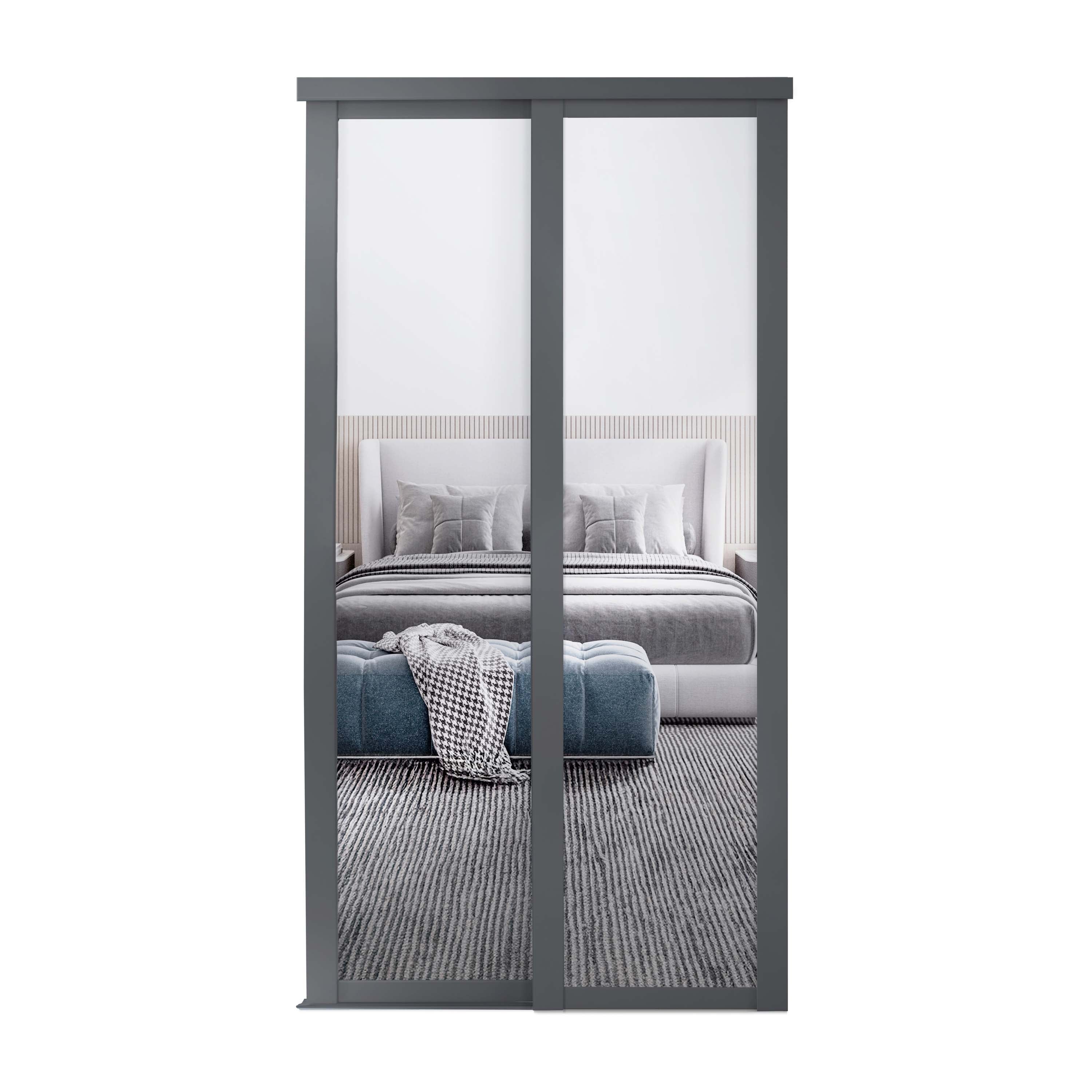 Spacepro Shaker 2 Door sliding wardrobe Kit Mirror Graphite frame (w)1753mm