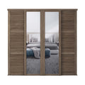Spacepro Shaker 4 Door sliding wardrobe Kit Walnut frame 2 x Panel 2 x Mirror (w)2290mm