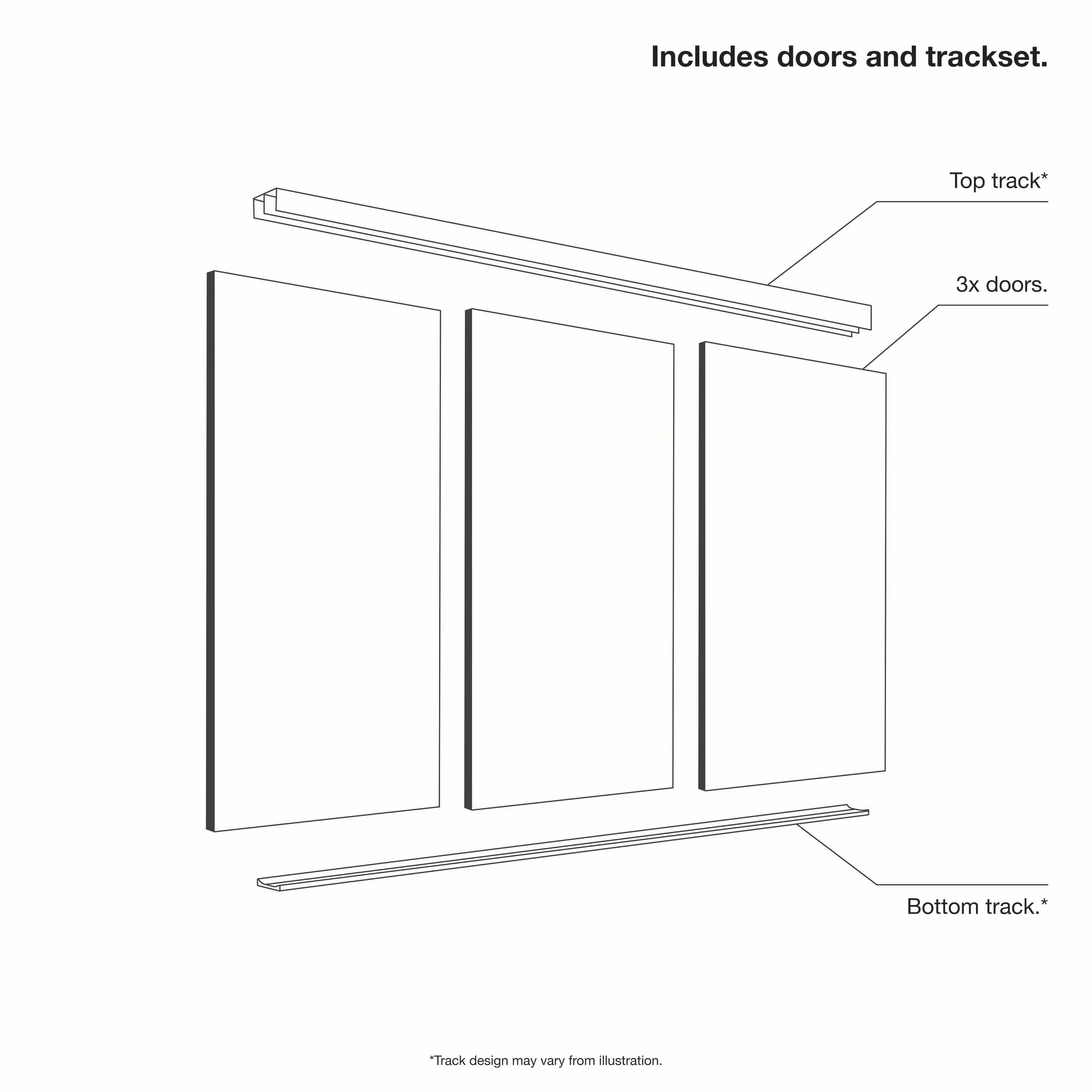 Spacepro Classic 3 Door sliding wardrobe Kit Walnut frame 2 x Panel 1 x Mirror (w)2216mm