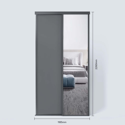 Spacepro Classic 2 Door sliding wardrobe Kit Graphite frame 1 x Panel 1 x Mirror (w)1185mm