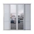 Spacepro Shaker 4 door Dove Grey sliding wardrobe kit with 2 Panel and 2 Mirror 3506mm