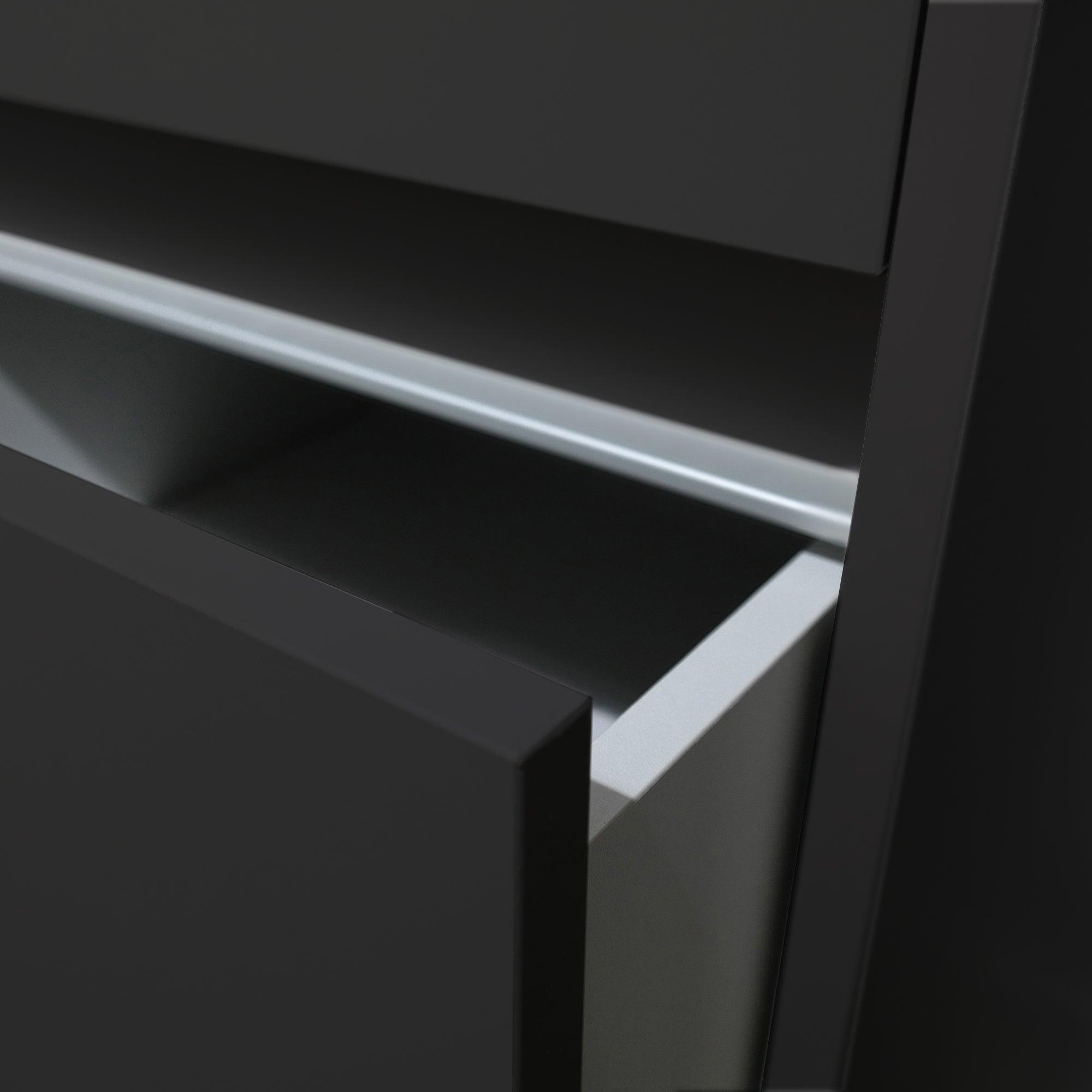Black 3 Drawer Soft Close Wardrobe Shelving Unit with Hanging Bars - Bedrooms Plus
