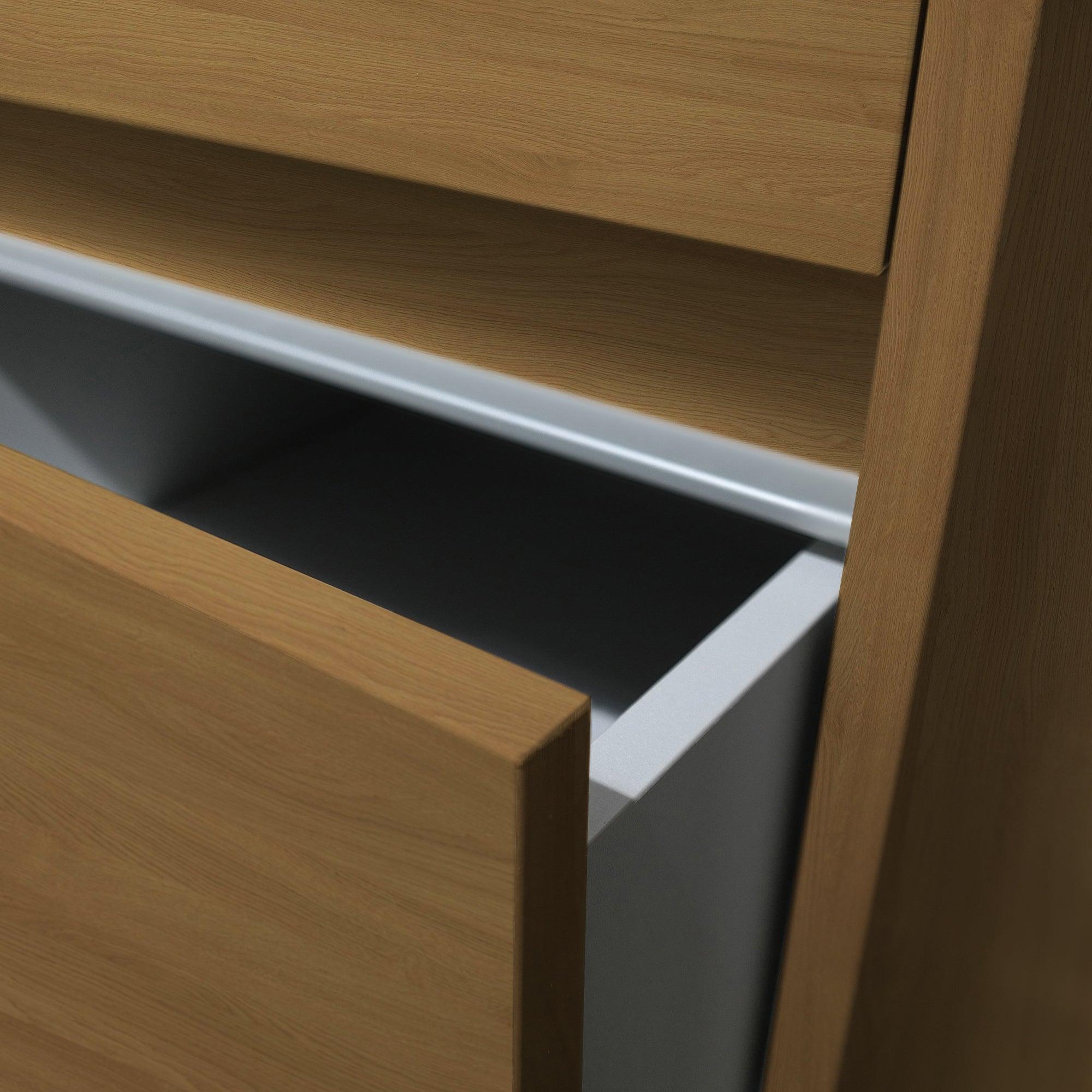 Oak 3 Drawer Soft Close Wardrobe Shelving Unit with Hanging Bars - Bedrooms Plus