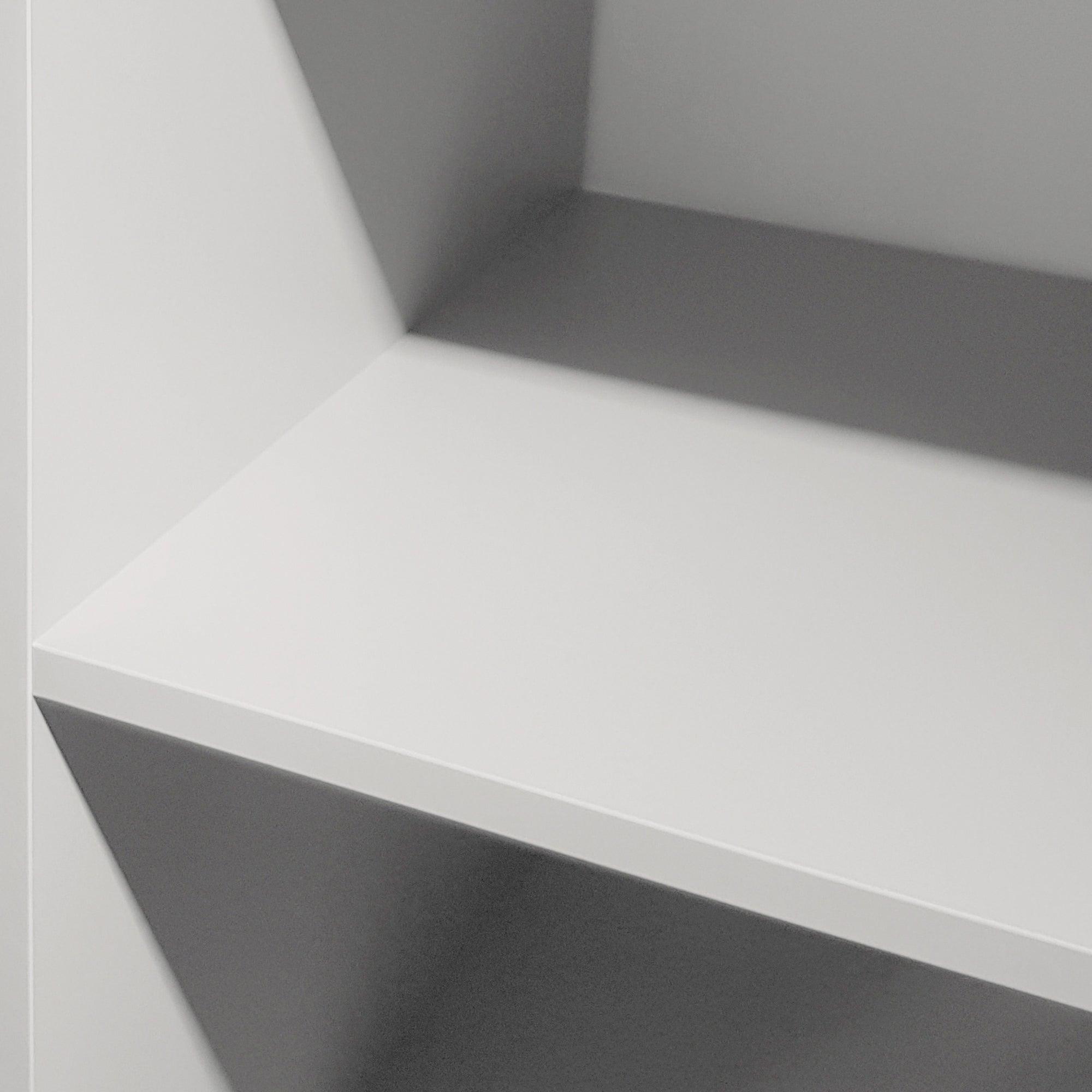 White 3 Drawer Wardrobe Shelving Unit with Hanging Bars - Bedrooms Plus